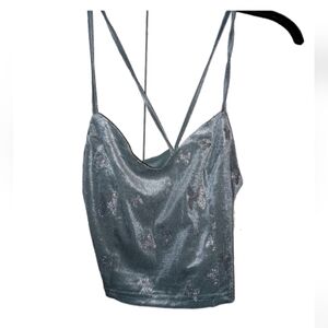 Blashe butterfly blue velvet ish tank top